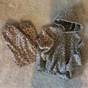Kids Leopard Print Hoodie & Jogger Set